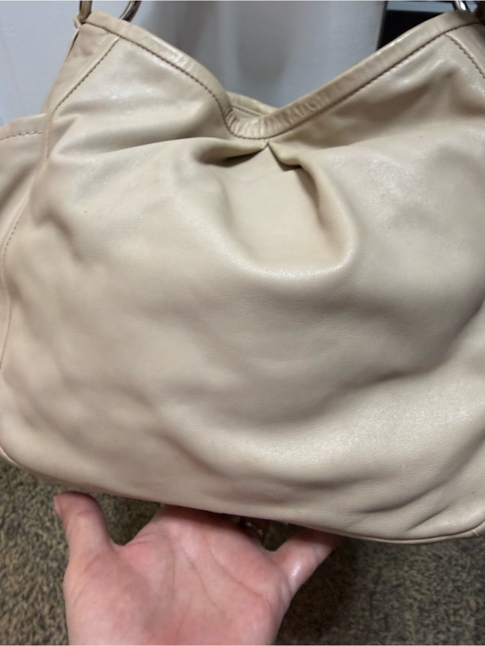 Coach Parker Beige Leather Hobo Bag with Scarf-Wrapped Handle - Picture 13 of 16